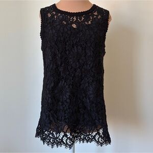 Twin-Set Simona Barbieri Black Lace Layered Sleeveless Cotton Blouse PA628D Sz M
